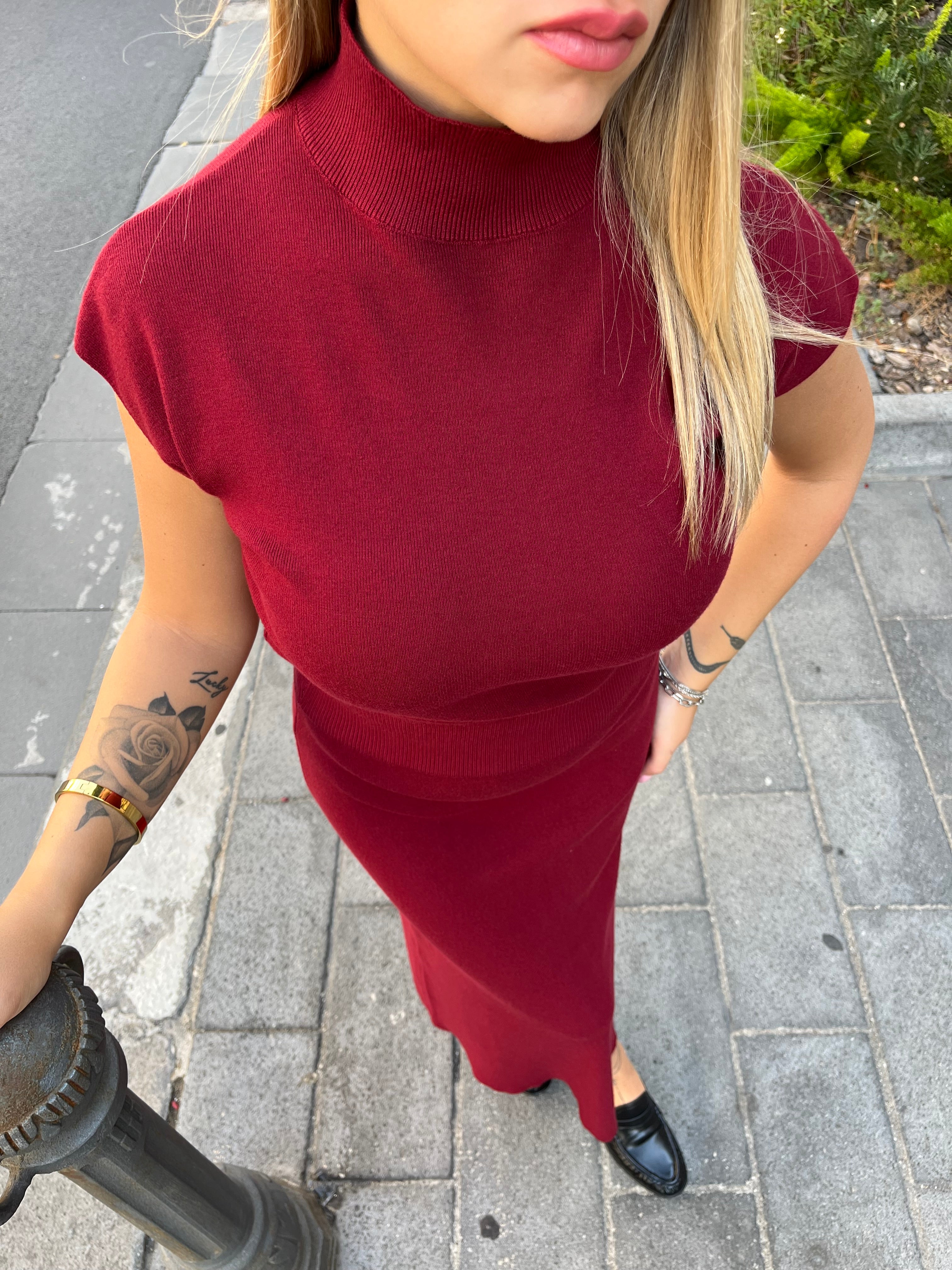 Coordinato in maglia rose