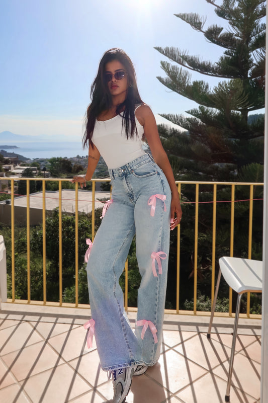 Jeans bow pink