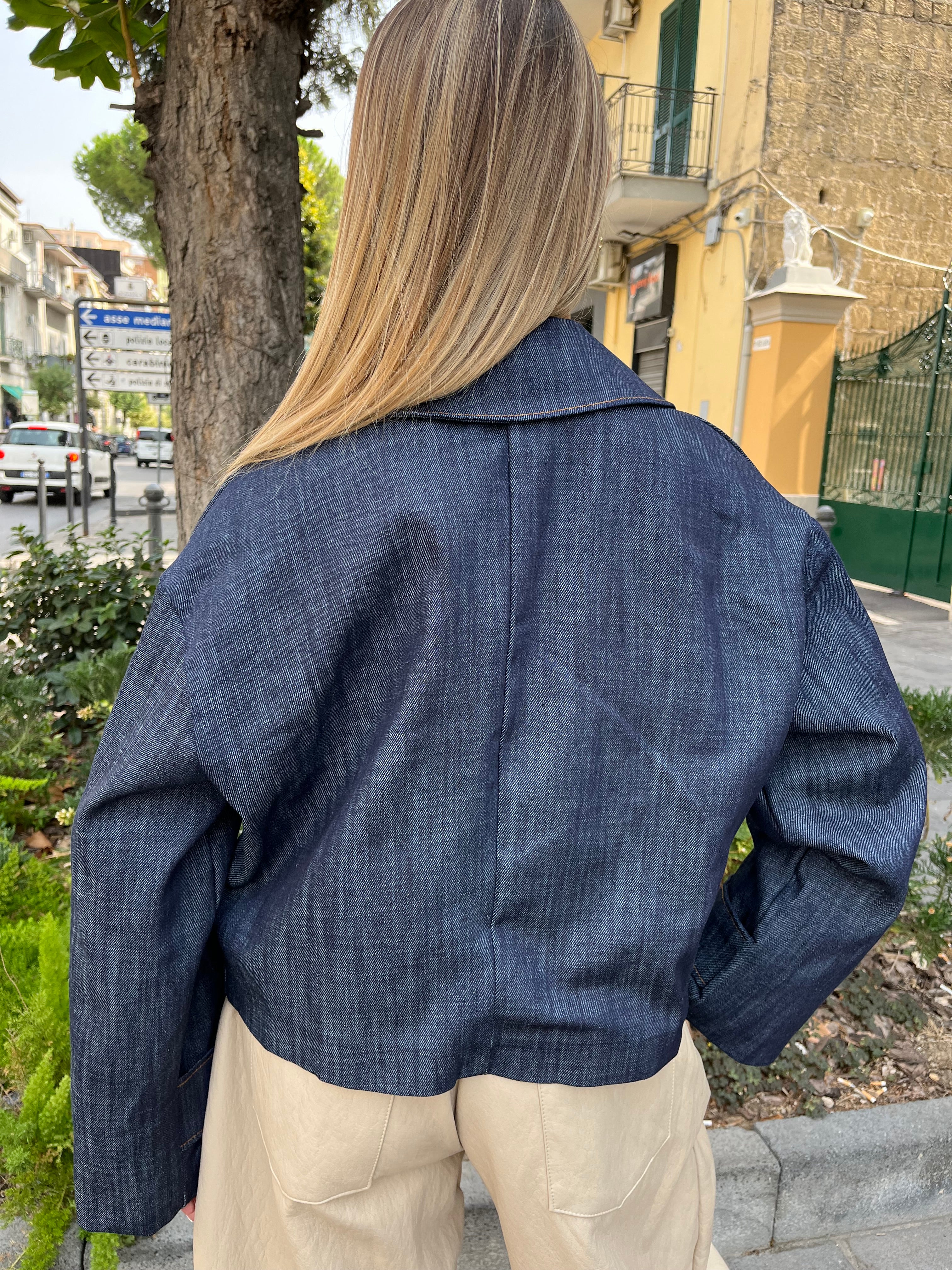 Trench jeans con bande