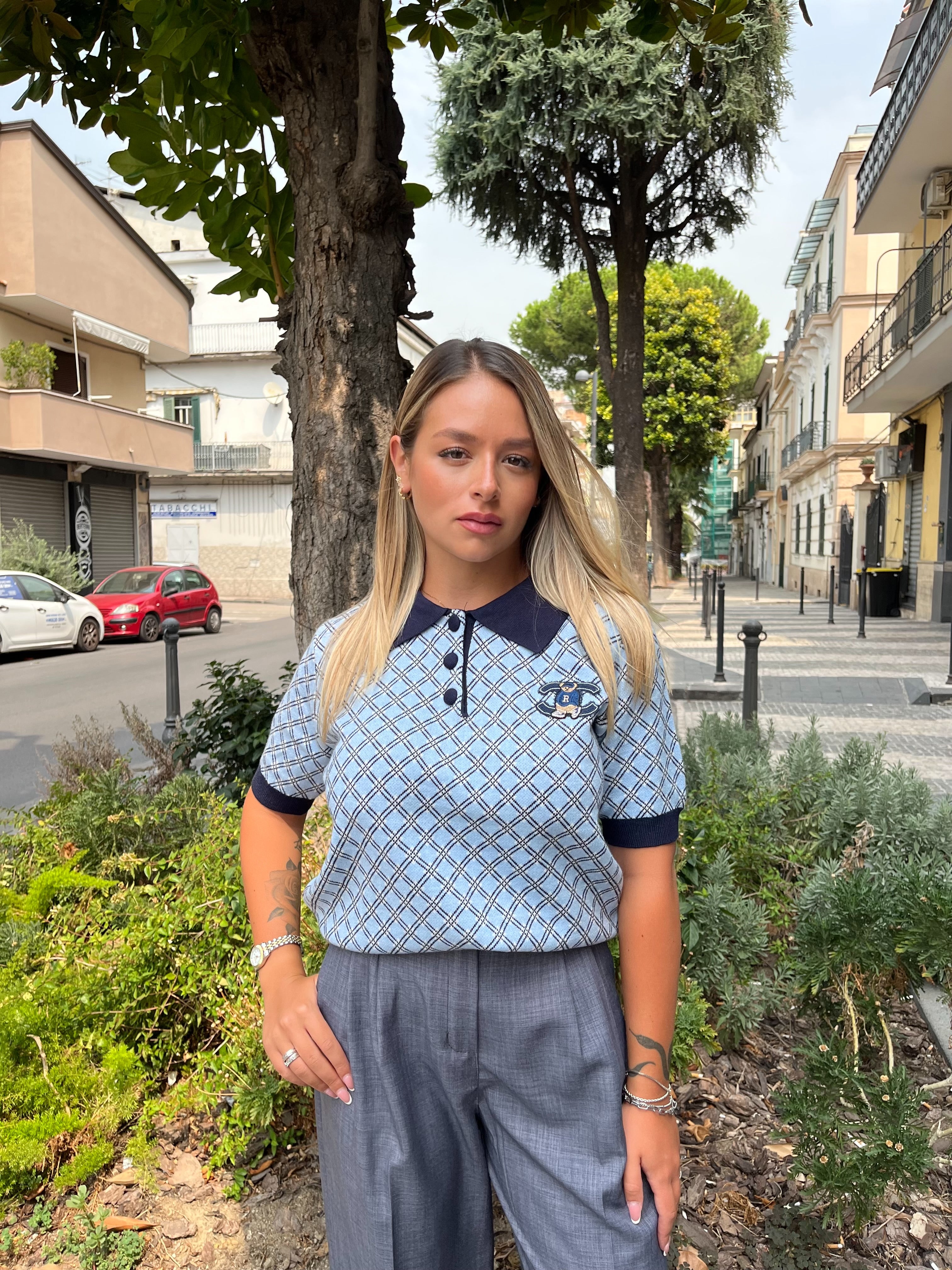 Polo in maglia doppia C ￼