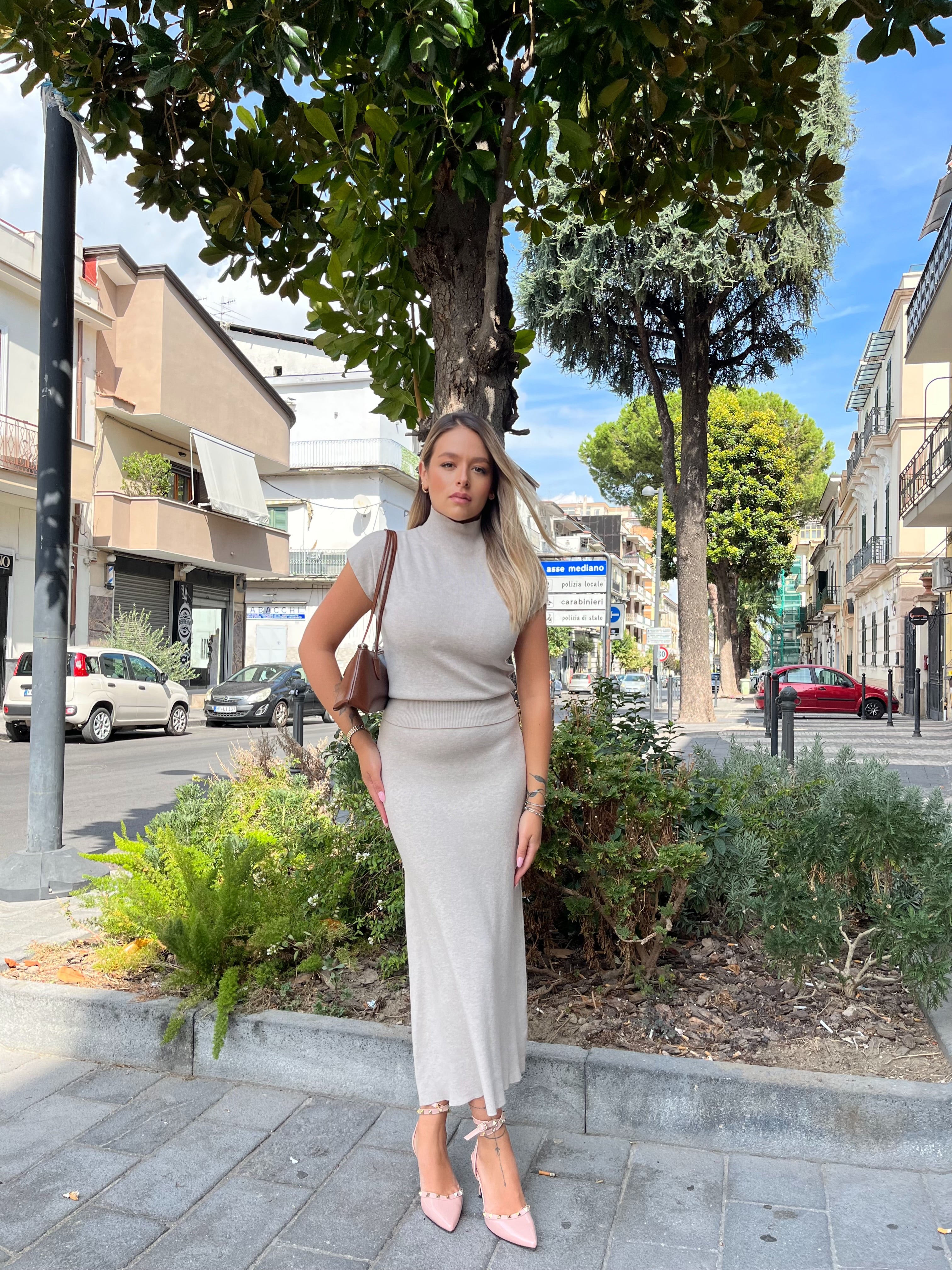 Coordinato in maglia rose